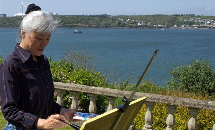 On a summer’s day, A J Ludlow Colours Watercolour Painting Café is an ideal place to paint the busy river traffic on the Milford Haven waterway.